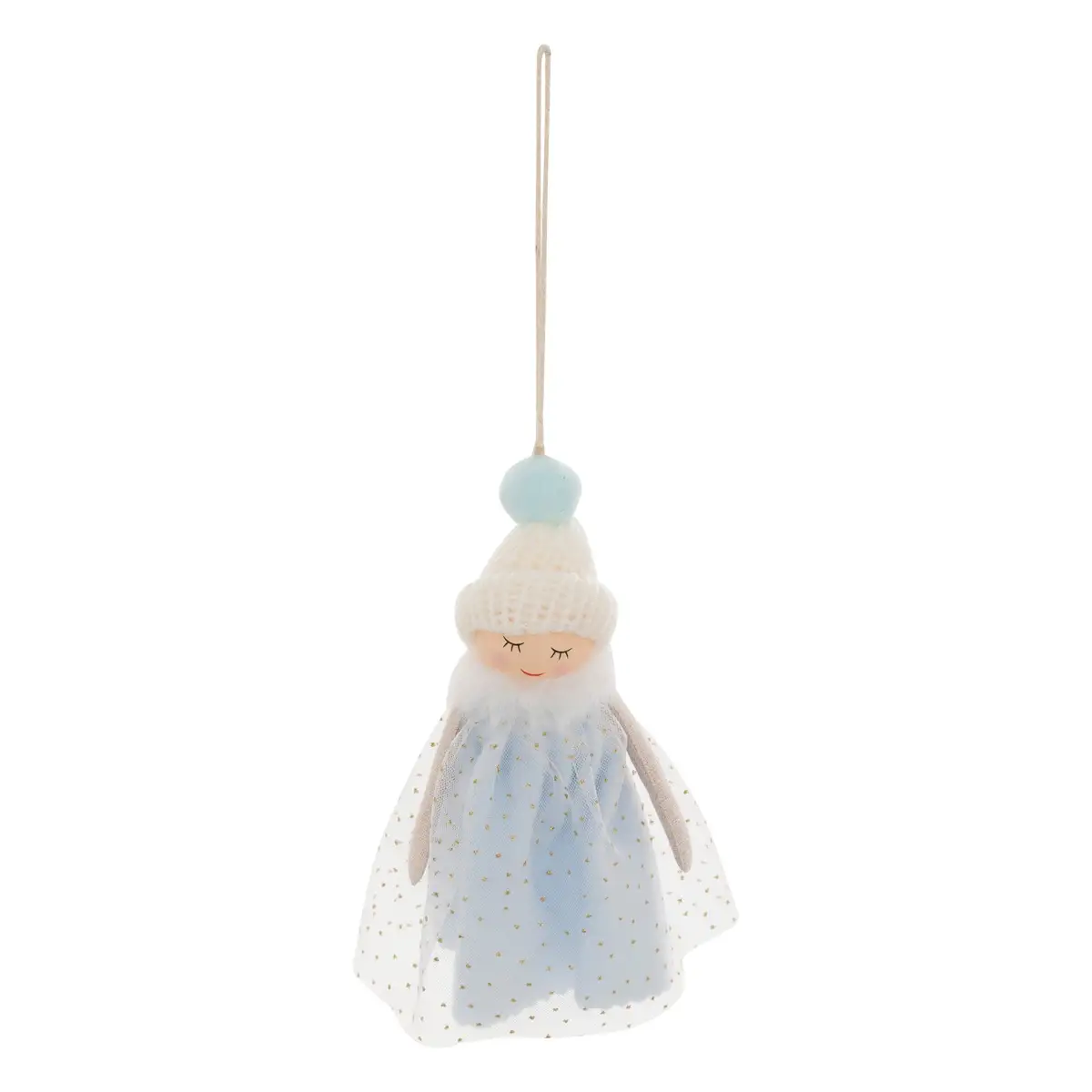 Christmas Ornament Wood Girl Dress (Blue, H. 15 cm)