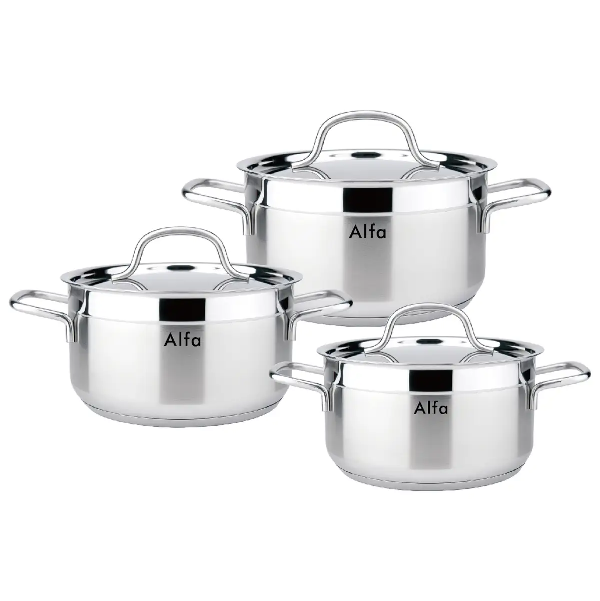 Alfa Stainless Steel Cookware Set (32 cm, Silver, 6 Pc.)