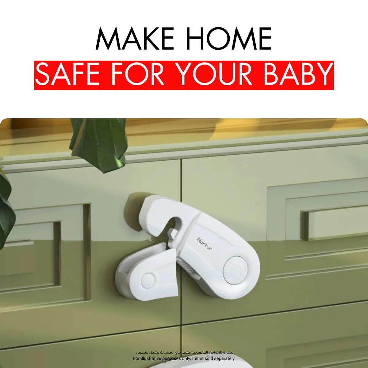 Nurtur Child Safety Drawer Locks Pack (9.6 x 3.8 x 1.5 cm, 2 Pc.)