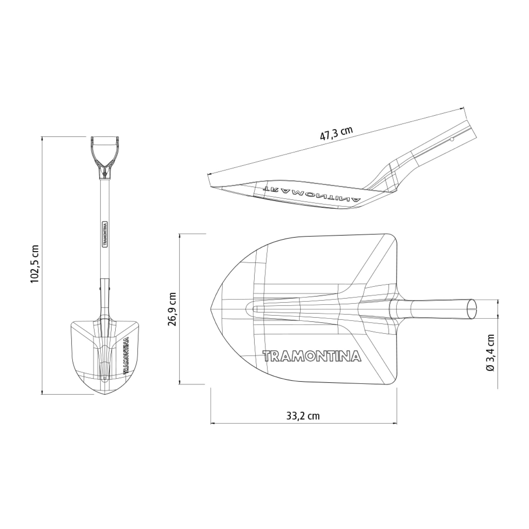 Tramontina Steel Round Spade (71 cm)