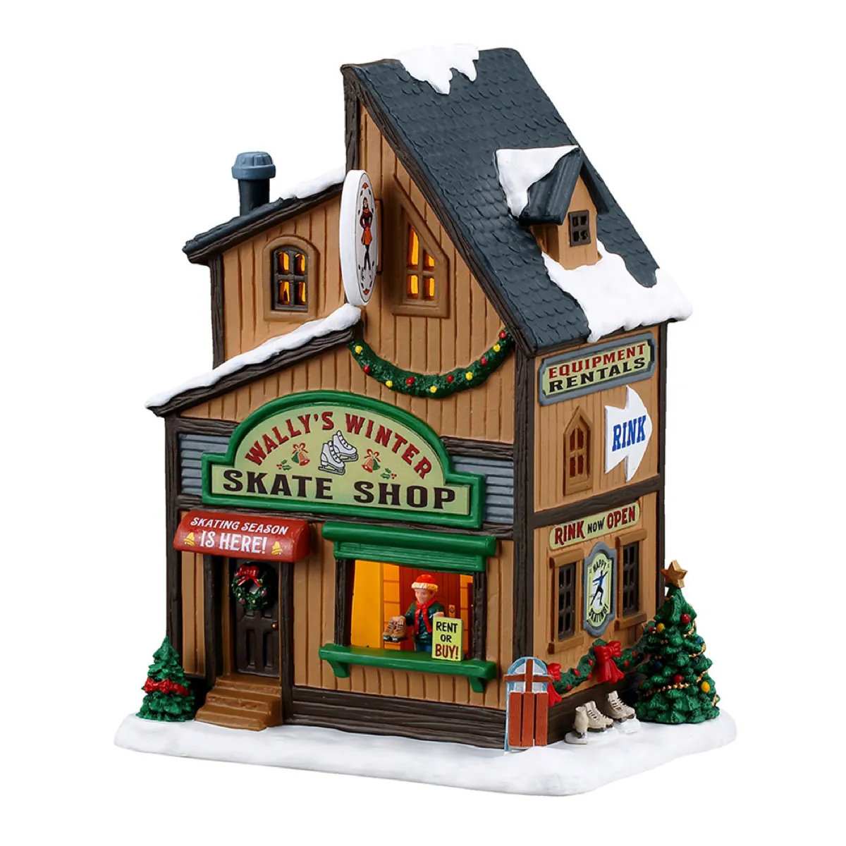 Lemax Wally'S Winter Skate Shop W/Adaptor (Multicolor, L 15.5 x W 12 x H 20 cm)