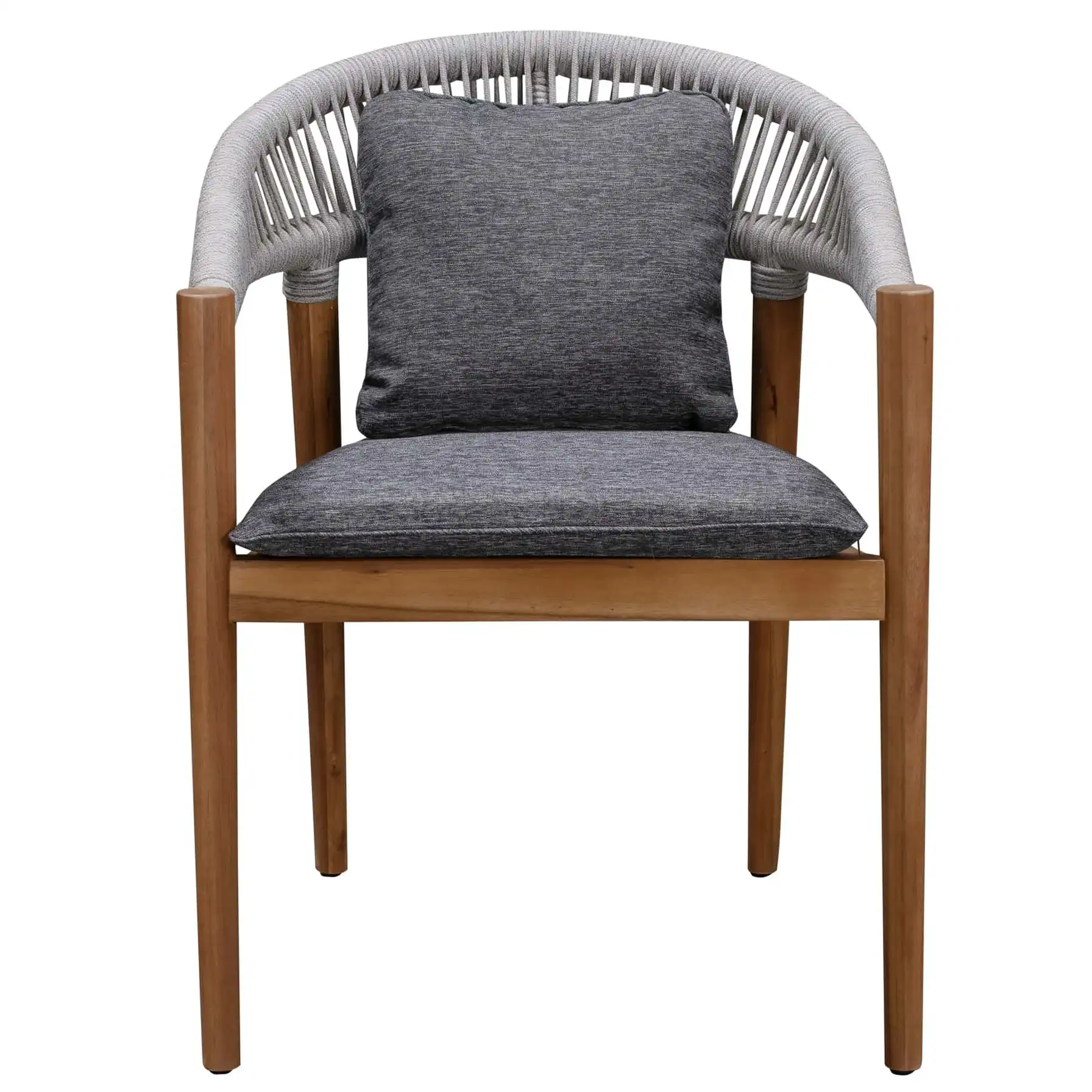 Malmo Wood Rope Dining Chair W/Cushion Set Generic (59.5 x 58 x 78 cm, 2 Pc.)