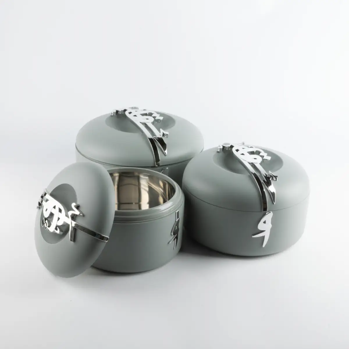 Otantik Liqaa Food Warmer Set (Grey & Silver)