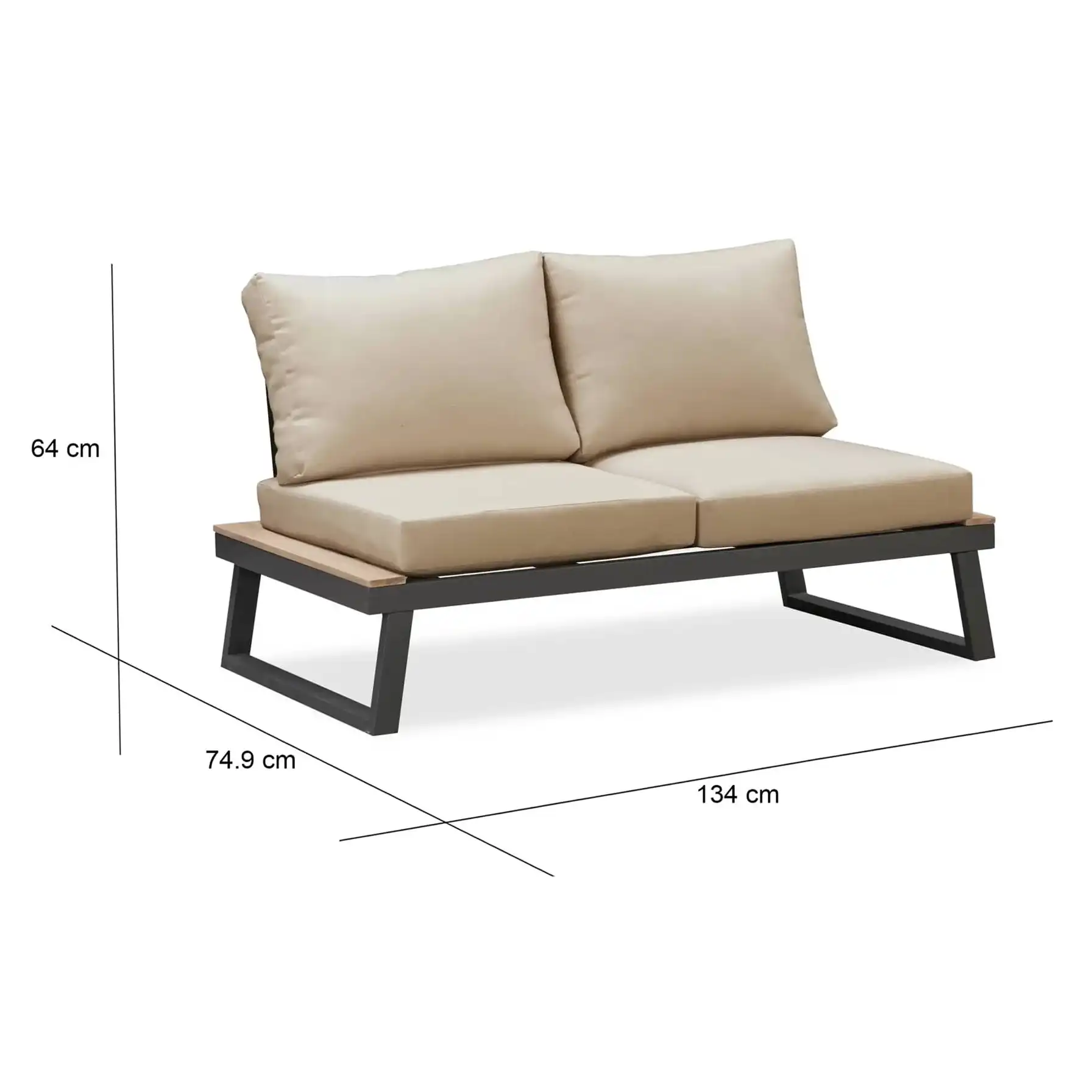 Lattery 4-Seater Acacia & Steel Outdoor Sofa Set