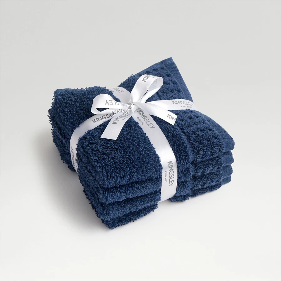 Kingsley Bloomsbury Face Towel Set (Navy, 30 x 30 cm, 4 Pc.)