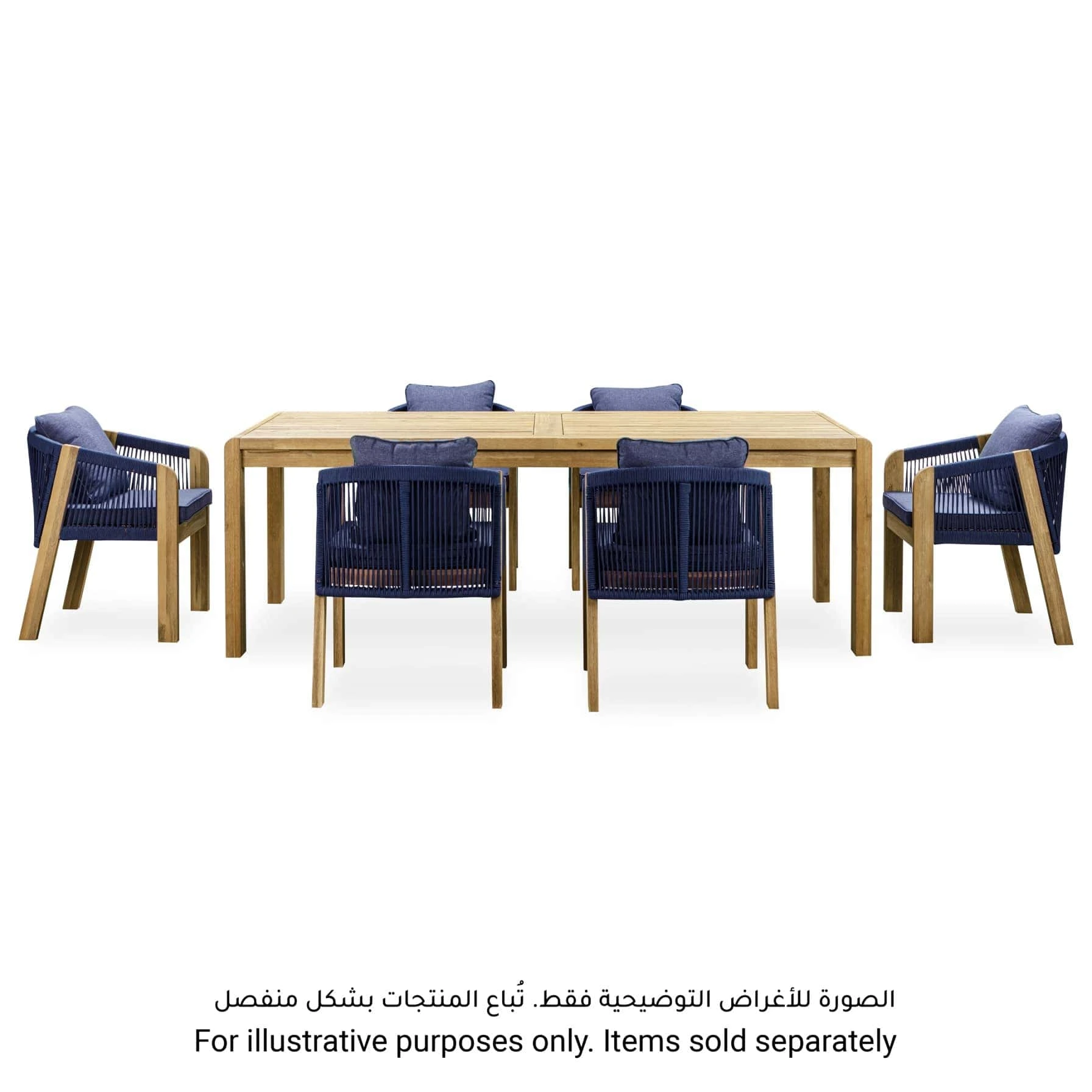 Almeria 1-Seater Acacia Wood Dining Chair W/Pillow (2 Pc.)