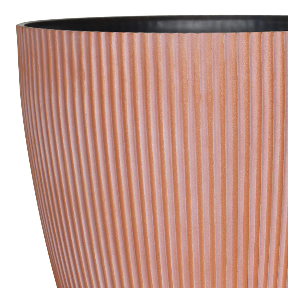 Verve Vertical Ribs Oval Plastic Pot (35 cm, Brown)