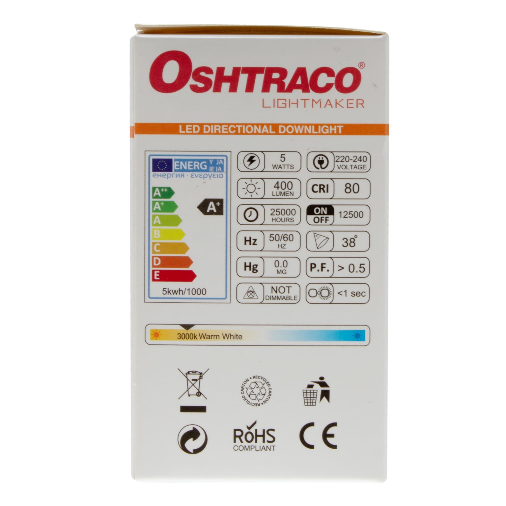Oshtraco Lightmaker LED Directional Downlight (5 W, Warm White)