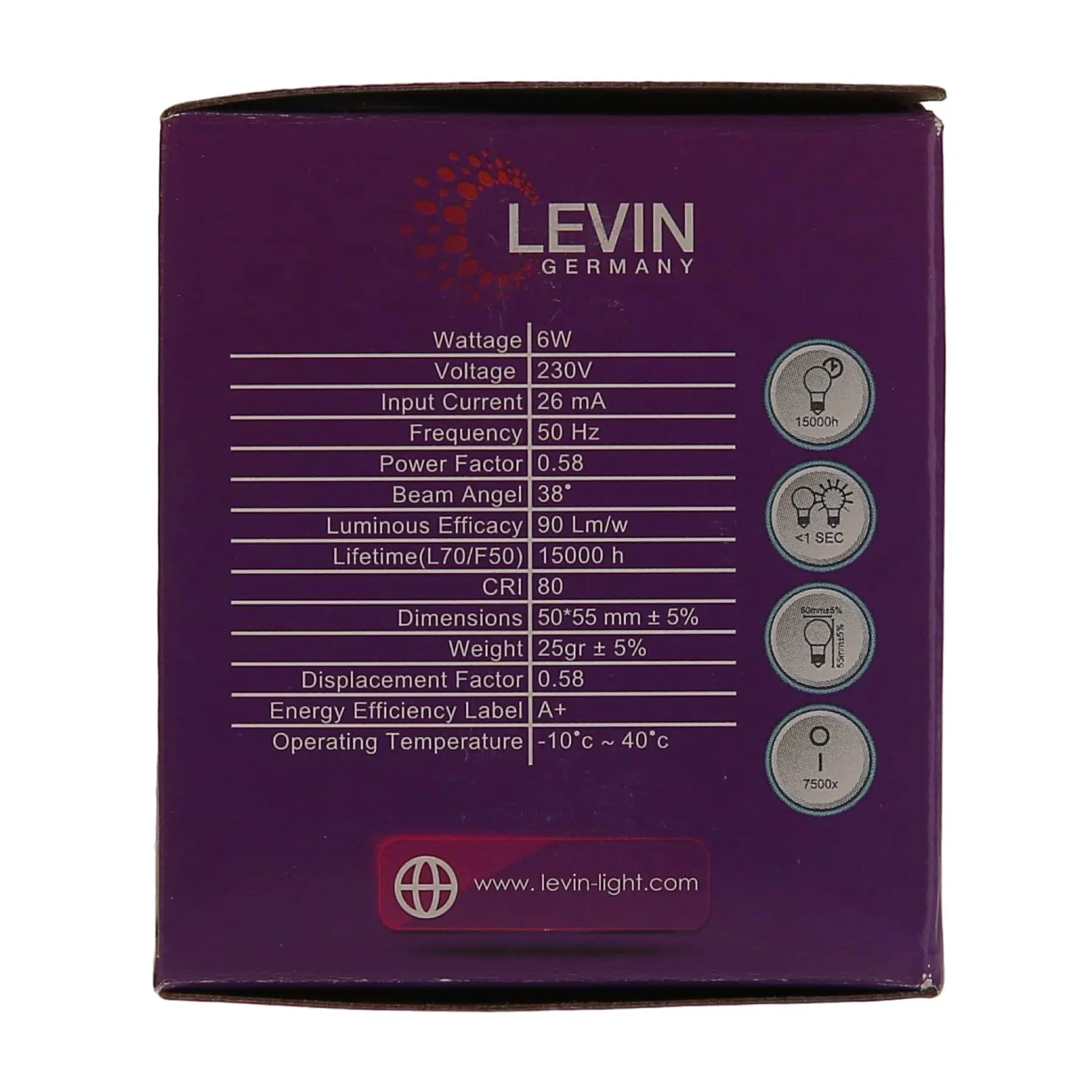 Levin GU10 Halogen Light Bulb (6 W, Warm White)