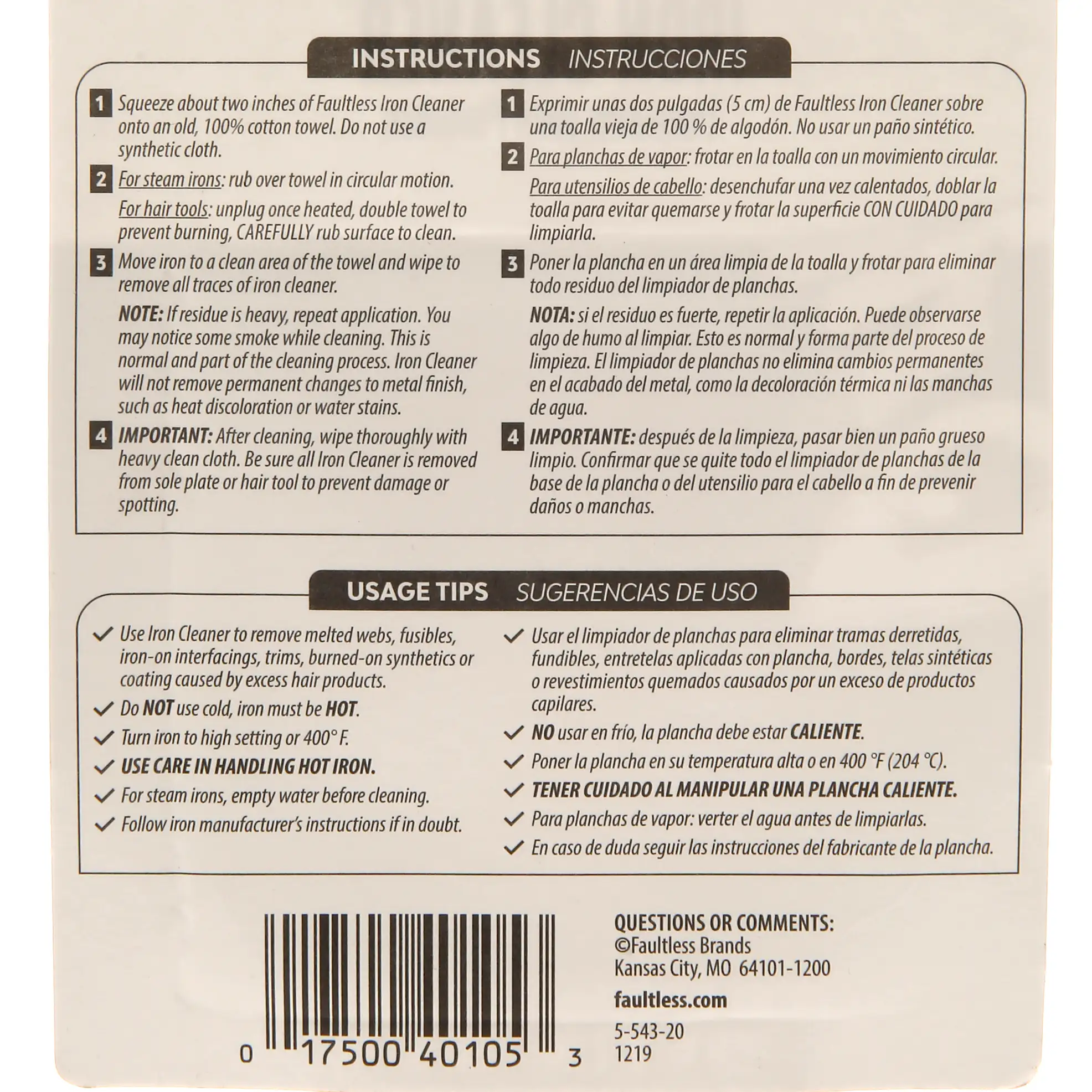 Faultless Hot Iron Cleaner (29.6 ml)