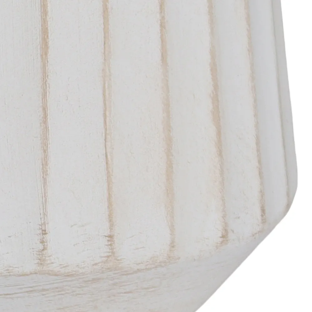Verve Wide Rib Ceramic Pot (16 cm, Beige)
