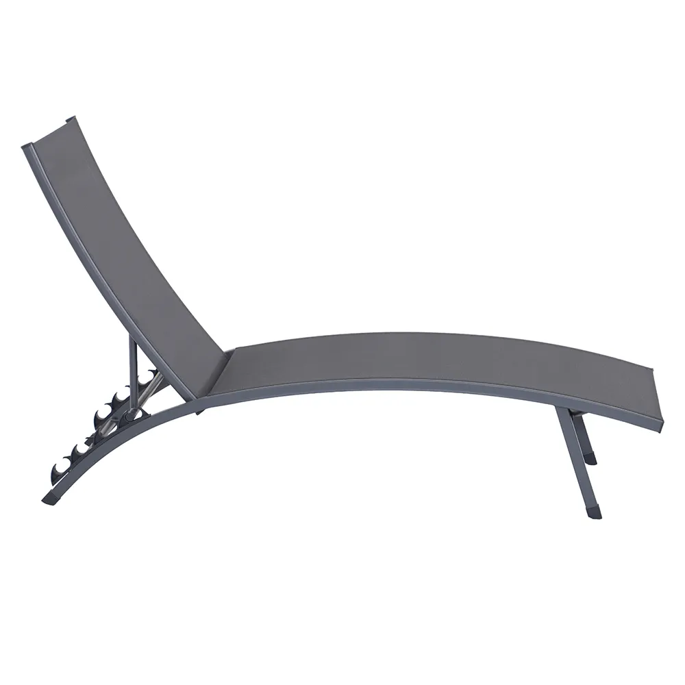 Ferro Steel Textlene Sun Lounger (Grey, 180.5/151 x 54 x 43/86 cm)