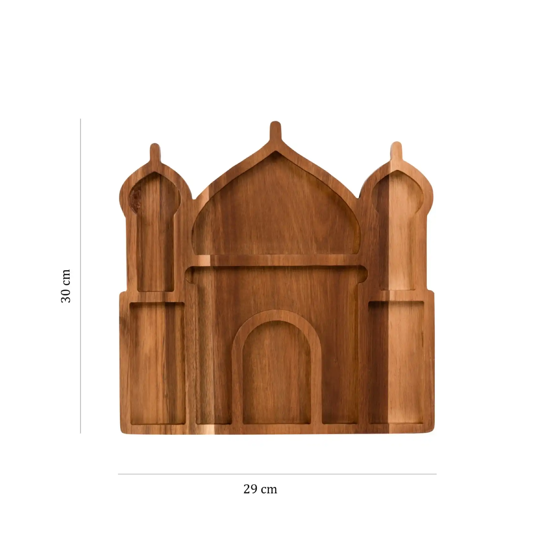 Hilalful Mosque Wood Tray (30 x 29 x 2 cm, Natural)