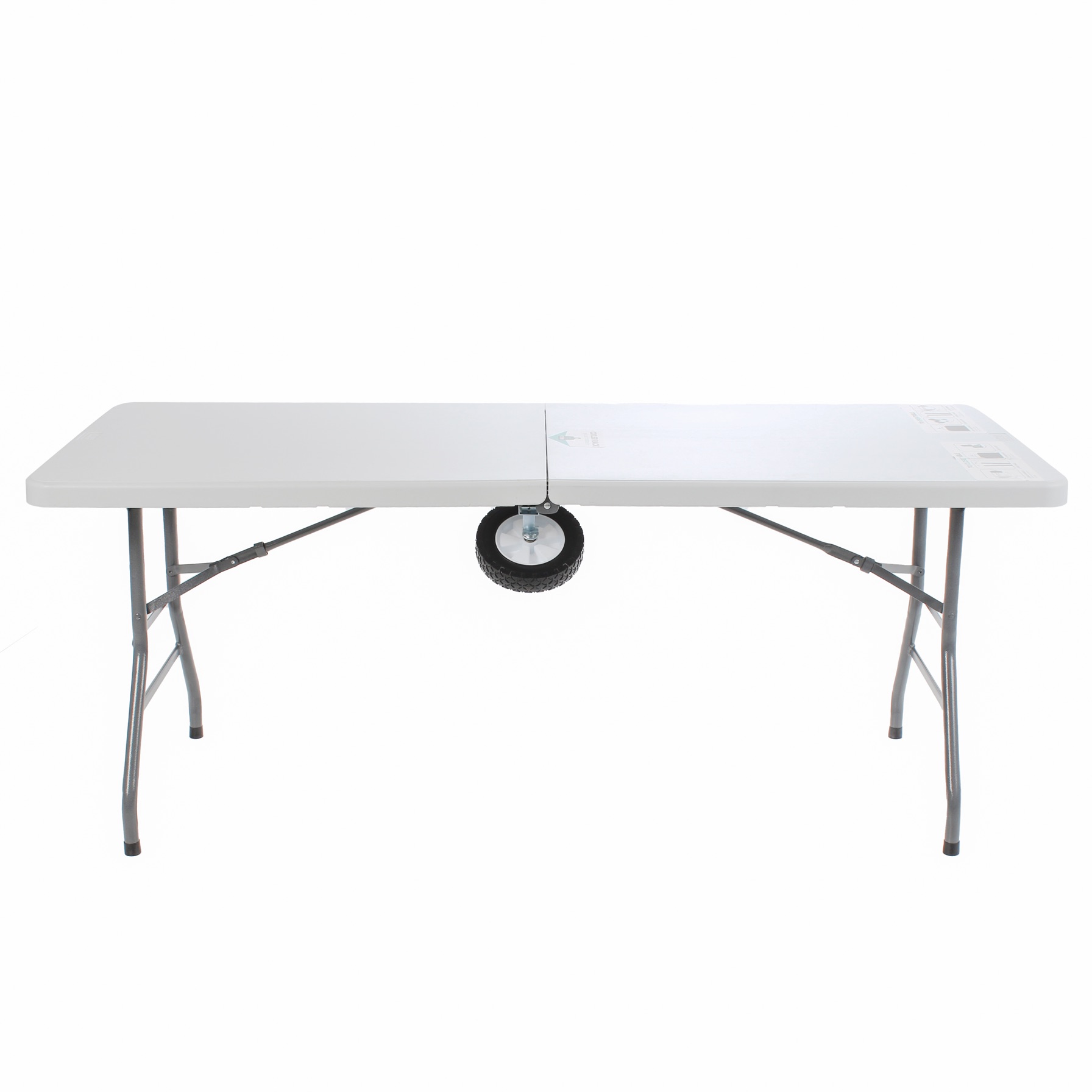 Creative 2-in-1 Plastic & Steel Outdoor Rolling Table (182.88 x 74.42 x 73.91 cm, White)