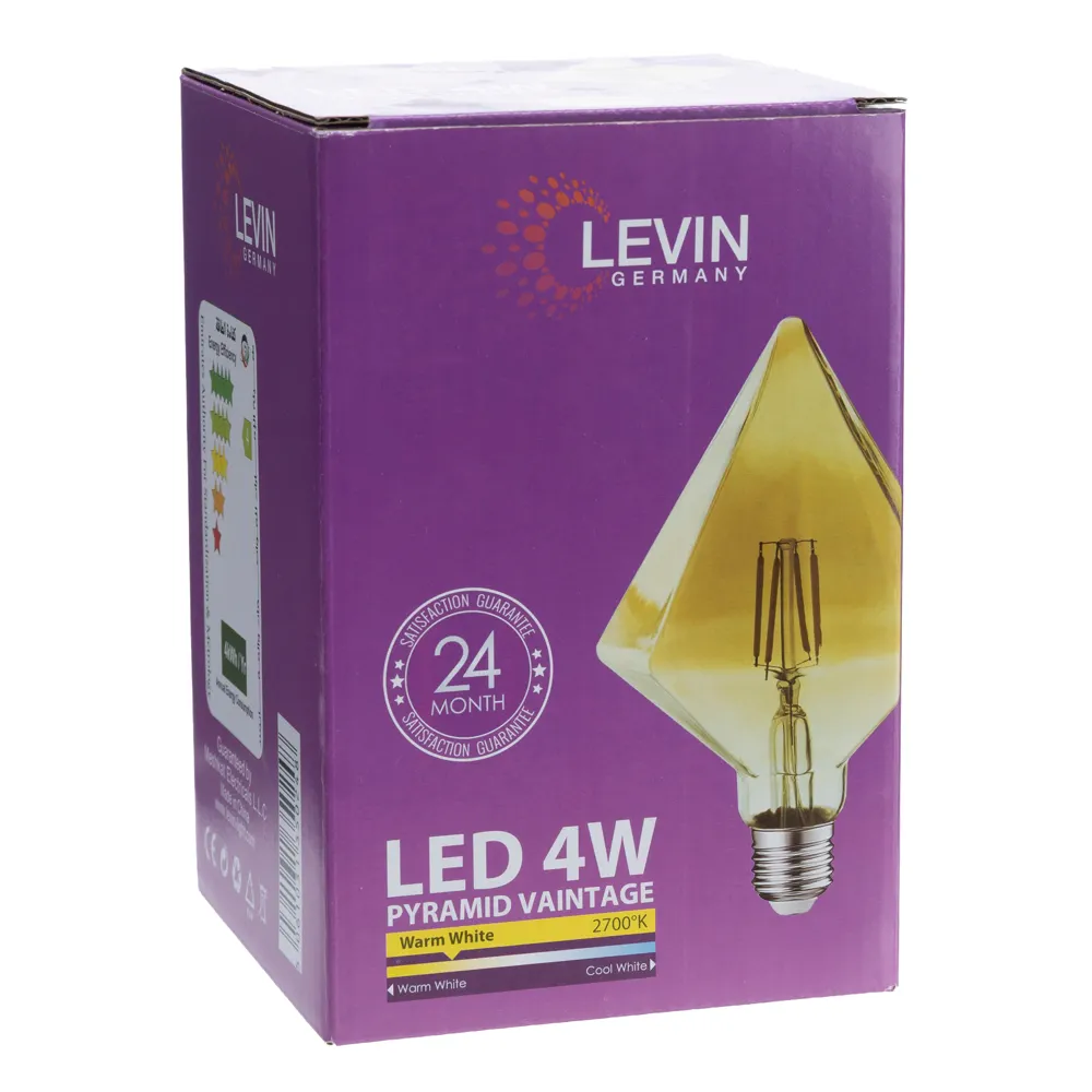 Levin G125 Pyramic Vintage LED Filament Bulb (4W, Amber)