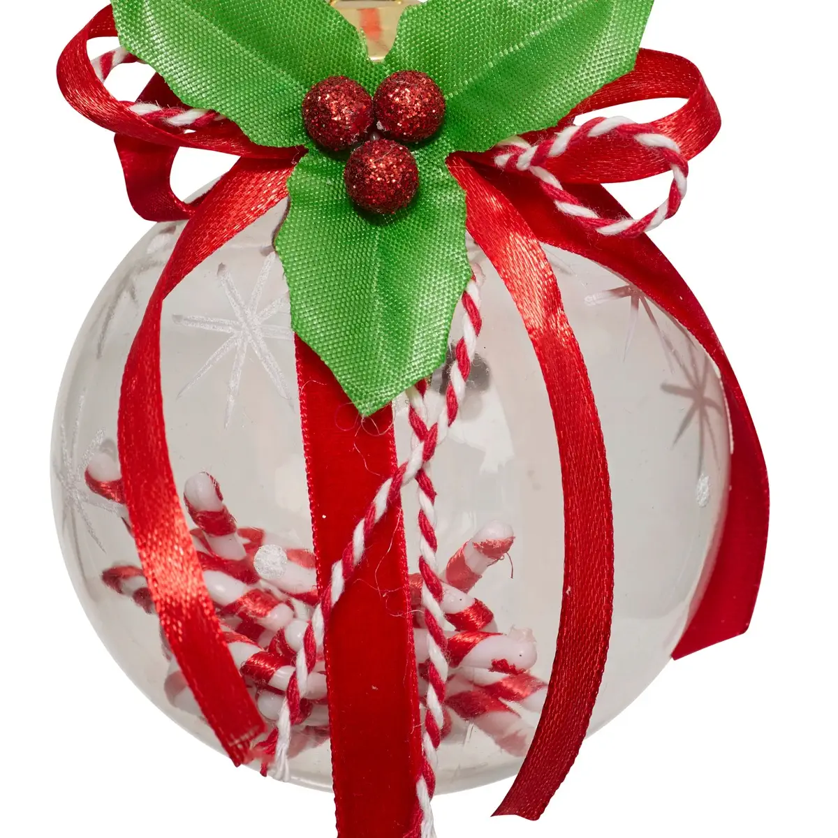 Christmas Ball Plastic Ins Candy Cane (Red, D. 8 mm)