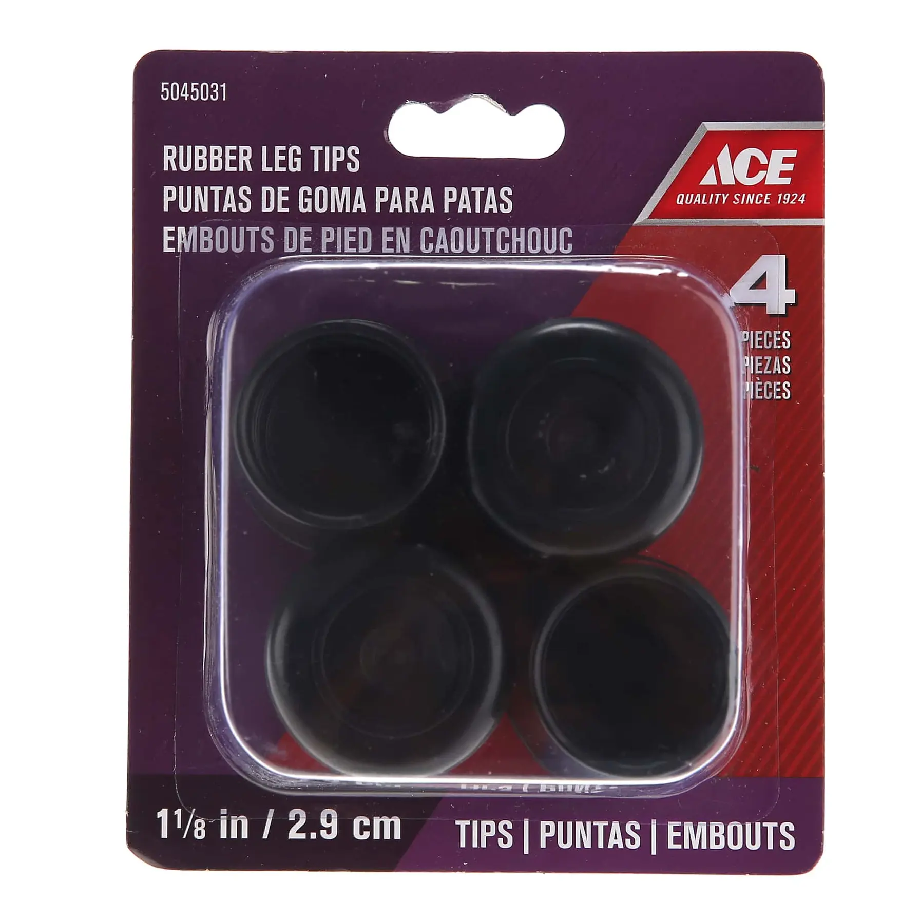 Ace Non-Slip Rubber Leg Tip (Black, 2.85 cm)