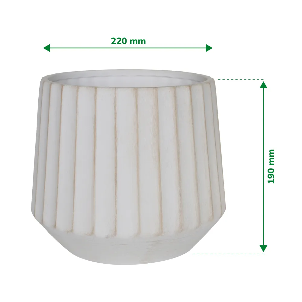 Verve Wide Rib Ceramic Pot (22 cm, Beige)