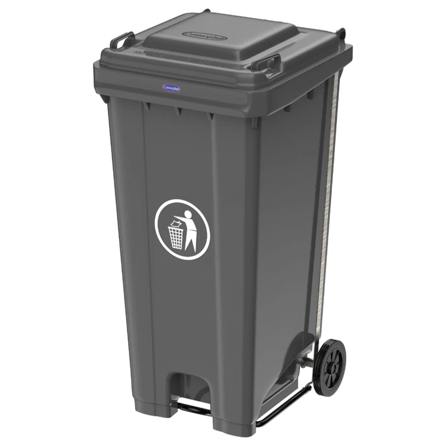 Cosmoplast Plastic Waste Bin W/Wheels (Green, 240 L)