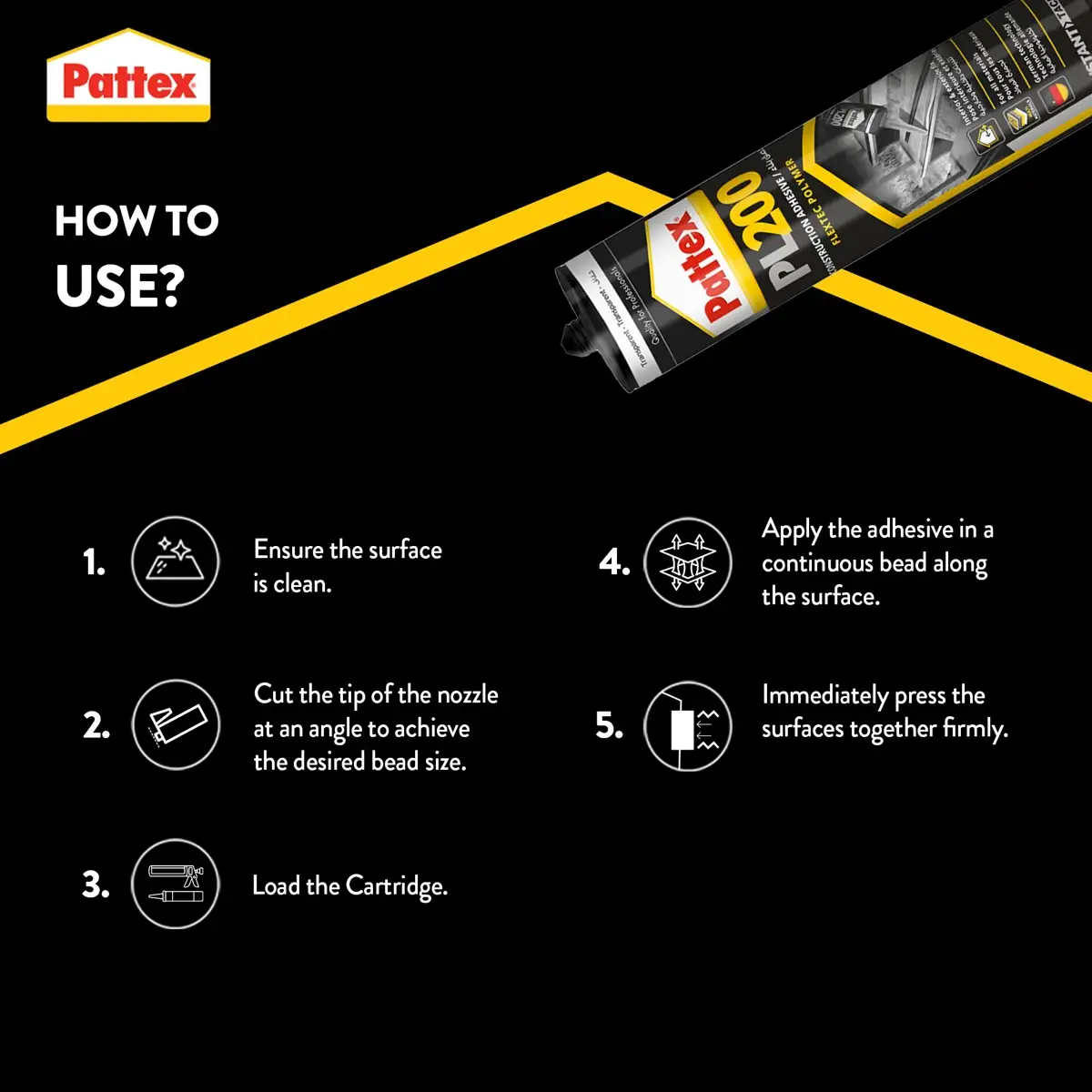 Pattex PL200 Polymer Based Construction Adhesive (290 g, Clear)