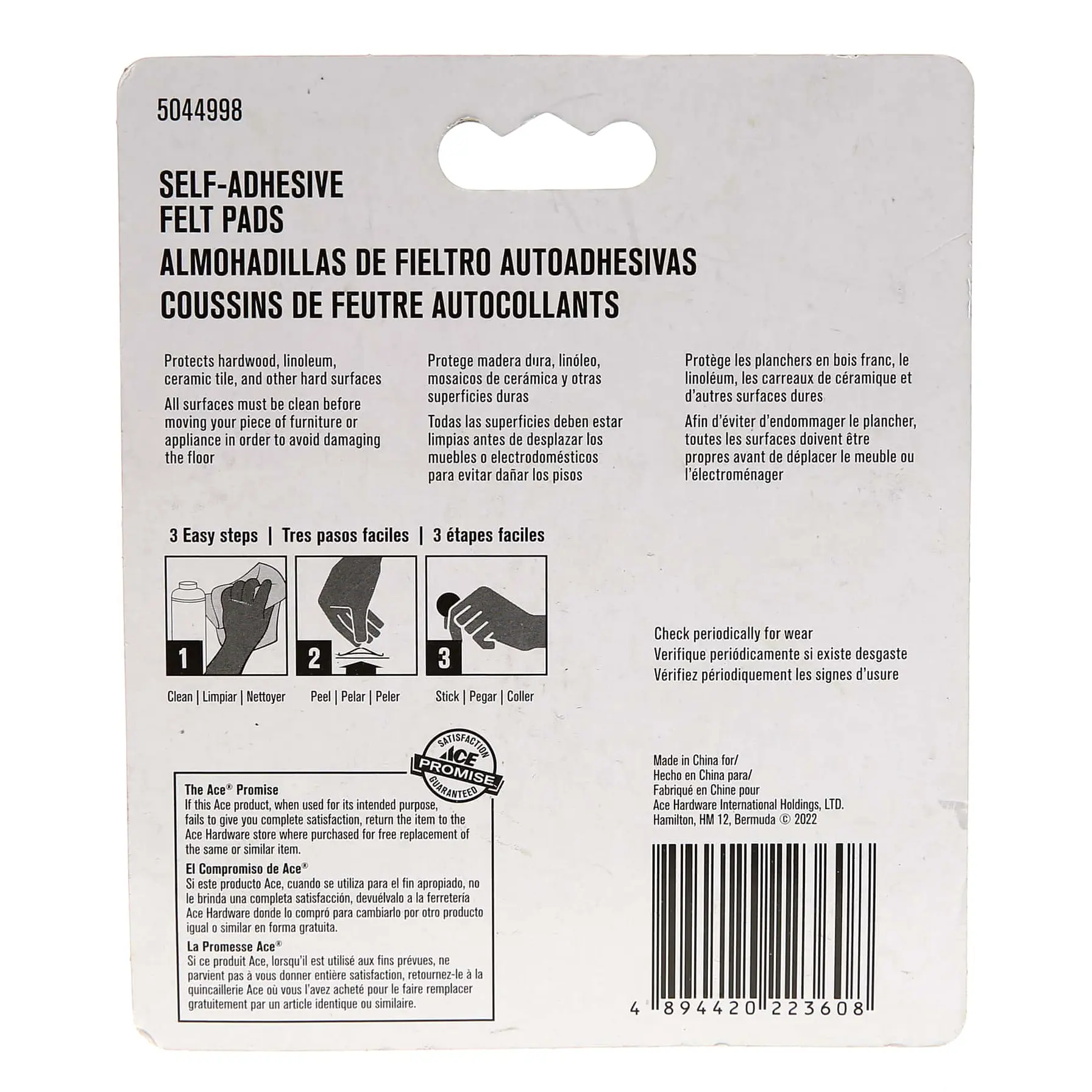 Ace Round Heavy Duty Self-Adhesive Protective Felt Pads (2.54 cm, Beige)