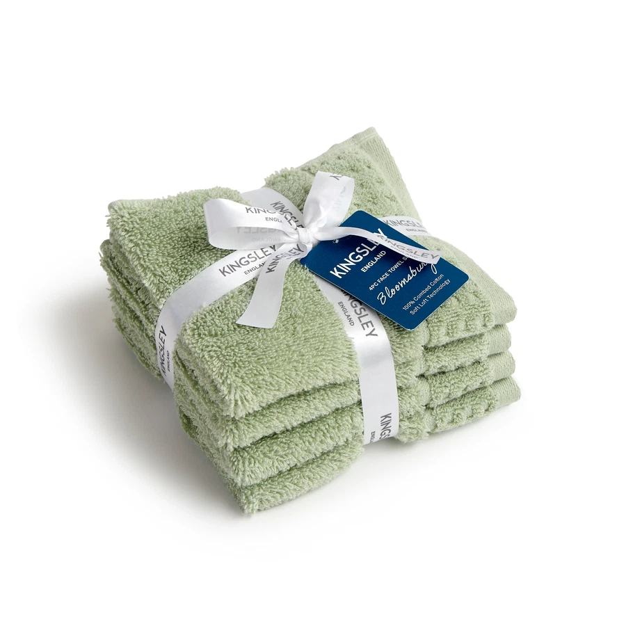 Kingsley Bloomsbury Face Towel Set (Sage, 30 x 30 cm, 4 Pc.)