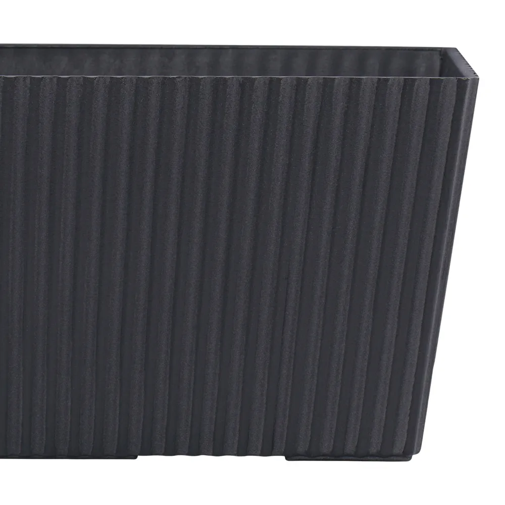 Verve Vertical Ribs Rectangular Plastic Trough (60 cm, Black)