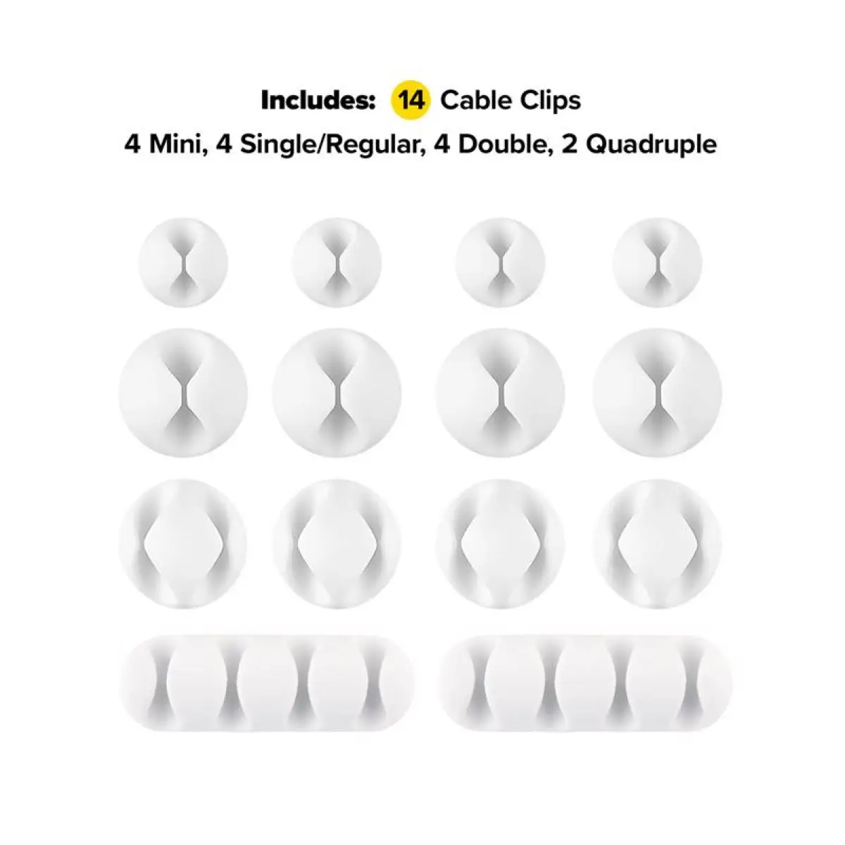 Wrap-It Adhesive Plastic Cable Clips Pack (White, 14 Pc.)