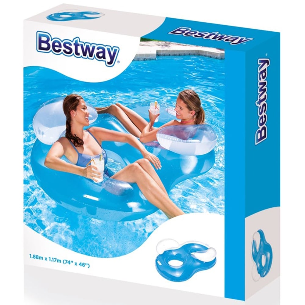 Bestway Double Ring Float (188 x 117 cm, Clear/Blue)