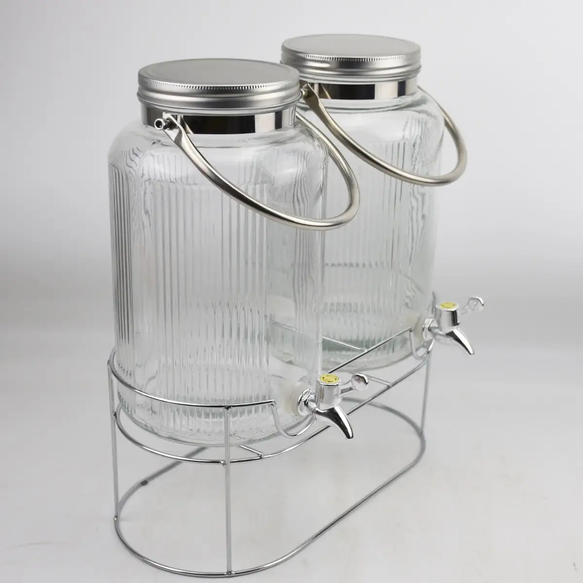 Orchid Dual Glass Dispenser with Metal Handle and Stand (6 L)