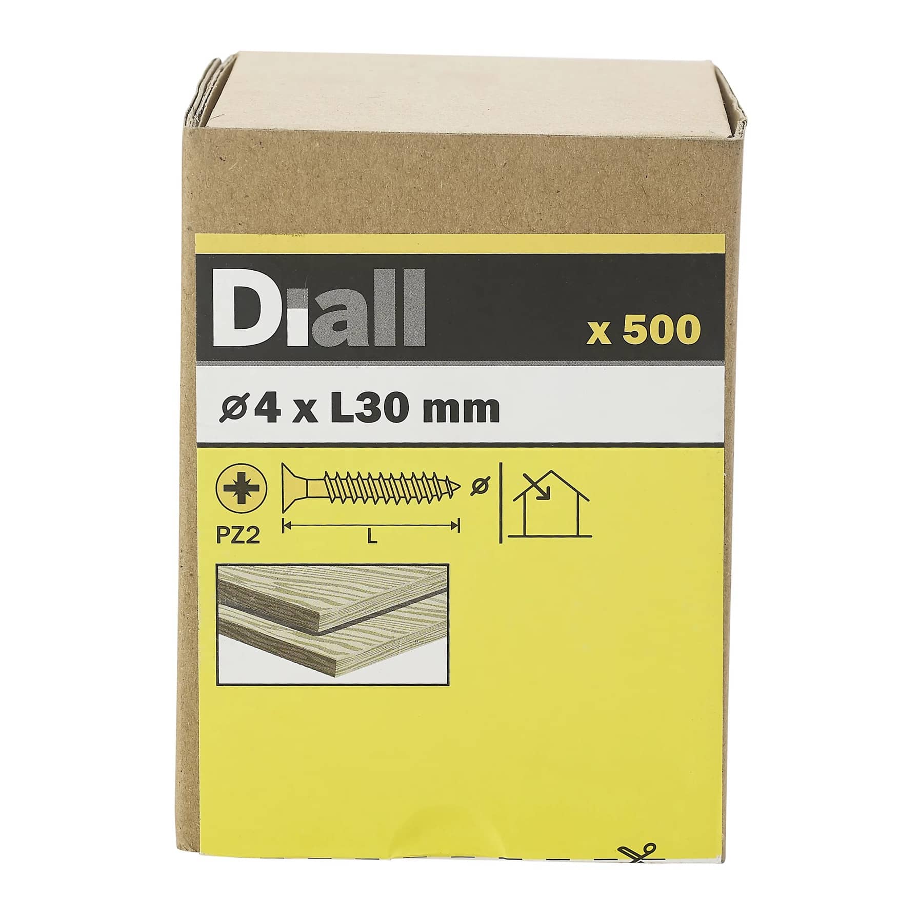 Diall Carbon Steel Wood Screw Pack (4 x 30 mm, 500 Pc.)