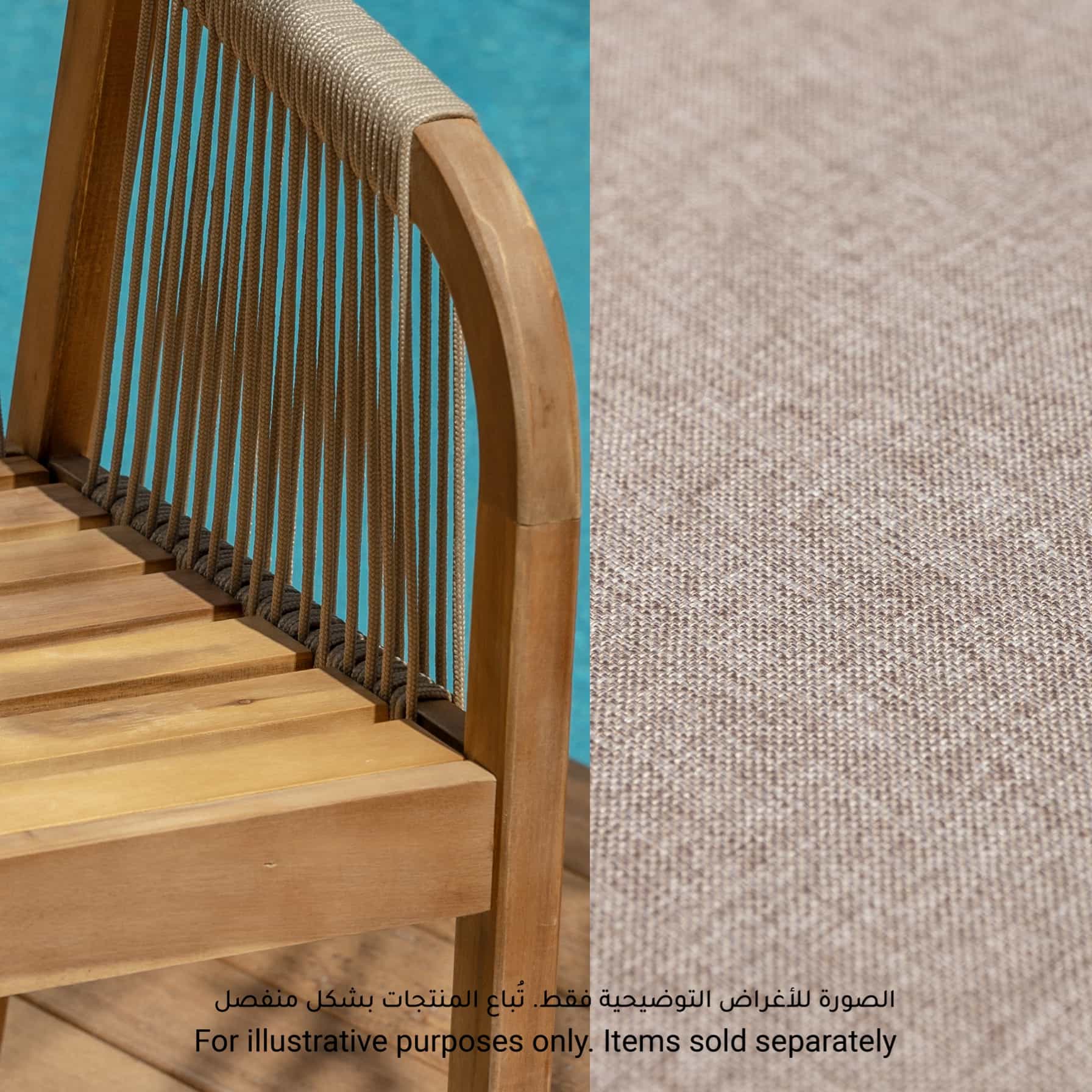 1-Seater Acacia Rope Dining Chair W/Cushion Diablo (56 x 59 x 72 cm, 2 Pc.)
