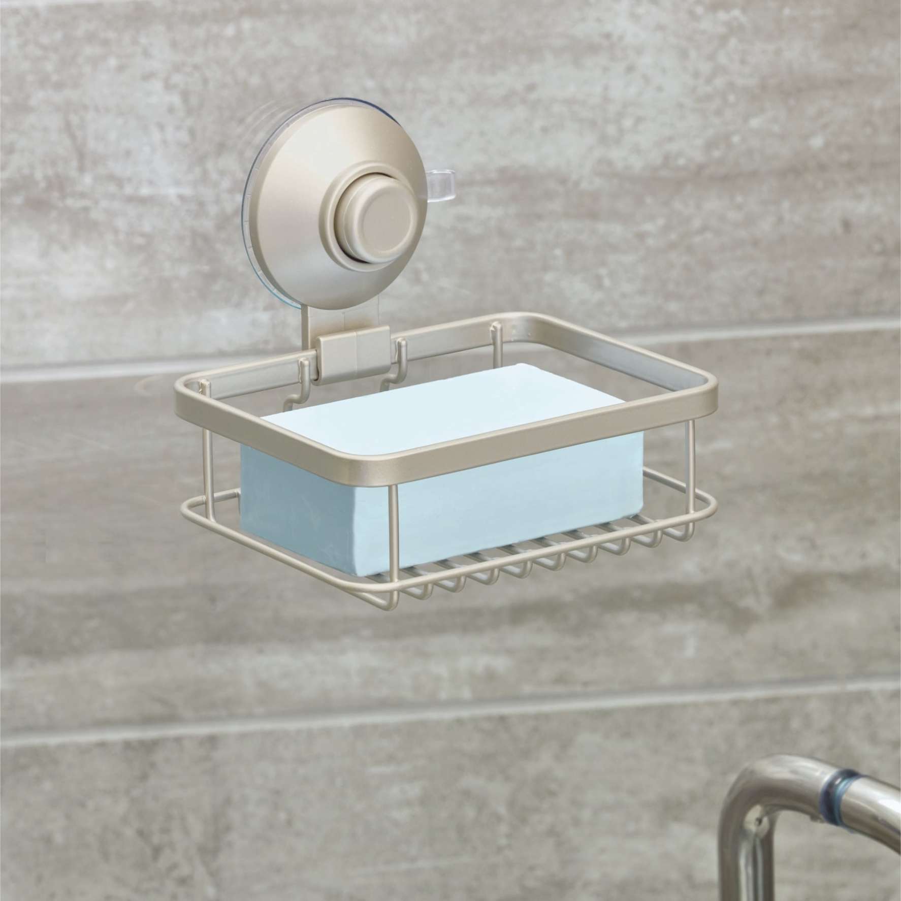 InterDesign Everett Push Lock Suction Soap Dish (13.21 x 10.8 x 11.87 cm)