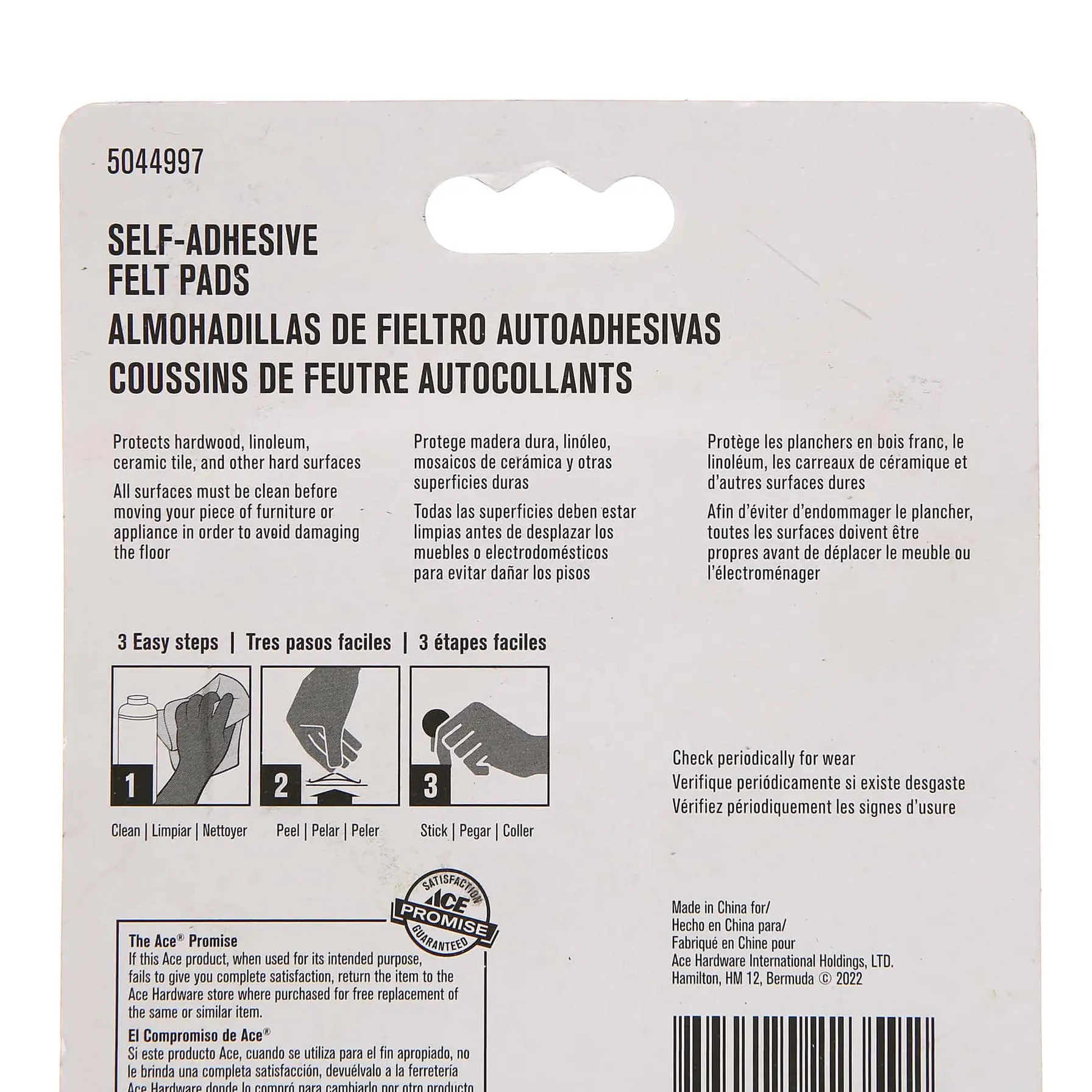 Ace Round Self-Adhesive Protective Felt Pads (3.81 cm)
