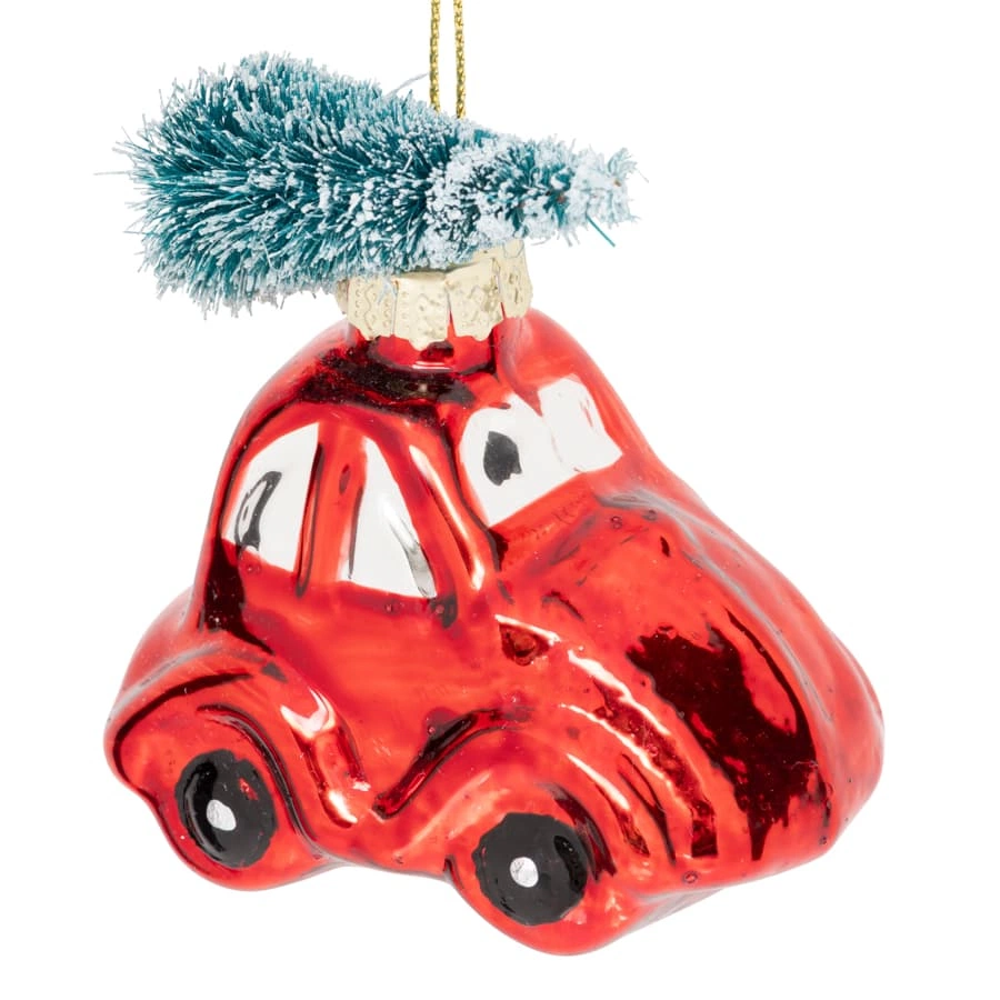 Christmas Ornament Glass Car Tree (Red)