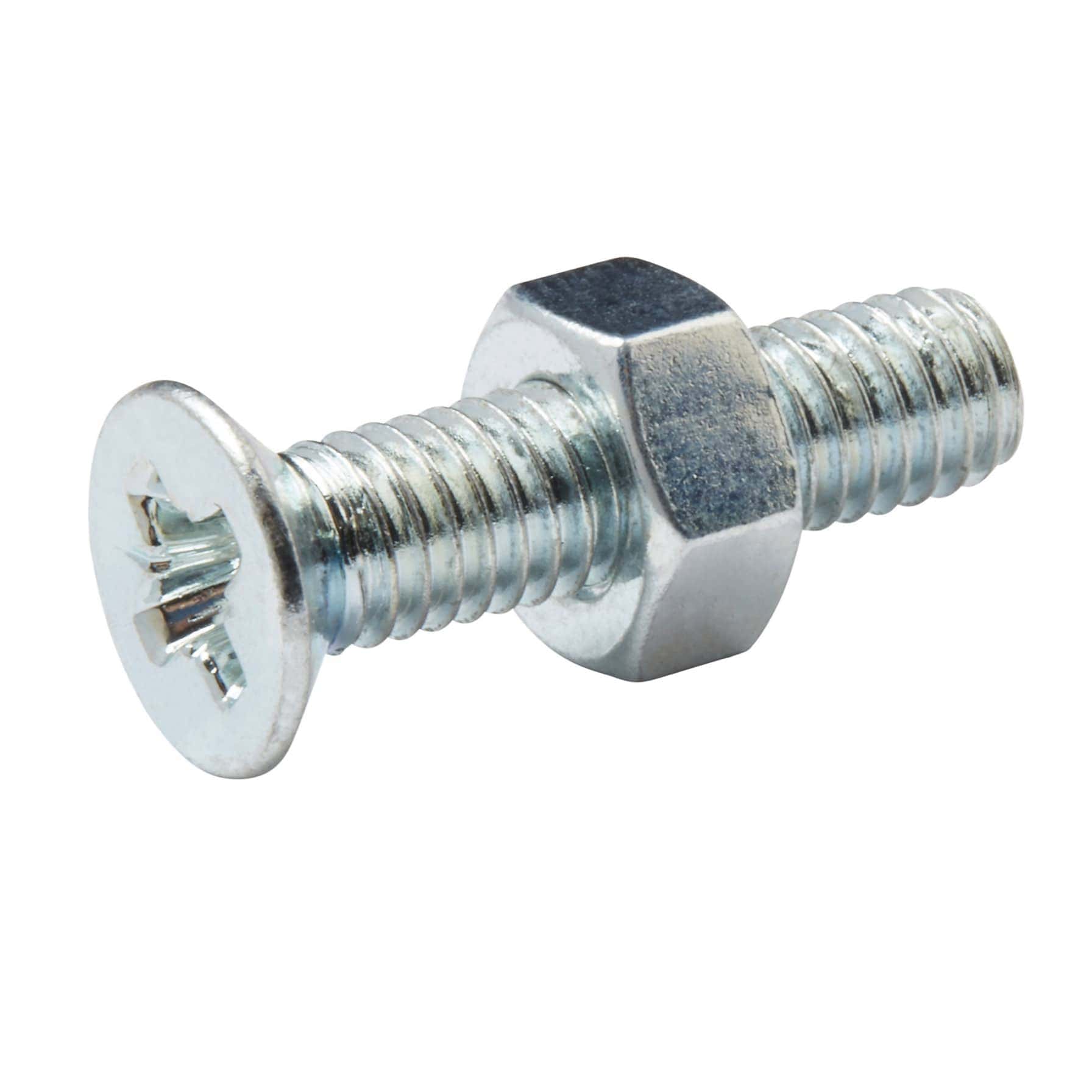 Diall M6 Carbon Steel Countersunk Machine Screw & Nut (25 mm, 20 Pc.)