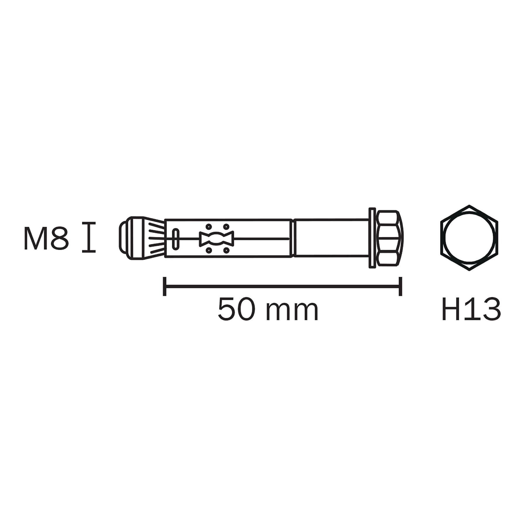 Diall Zinc-Plated Carbon Steel Sleeve Anchor Pack (M8 x 50 mm, 4 Pc.)