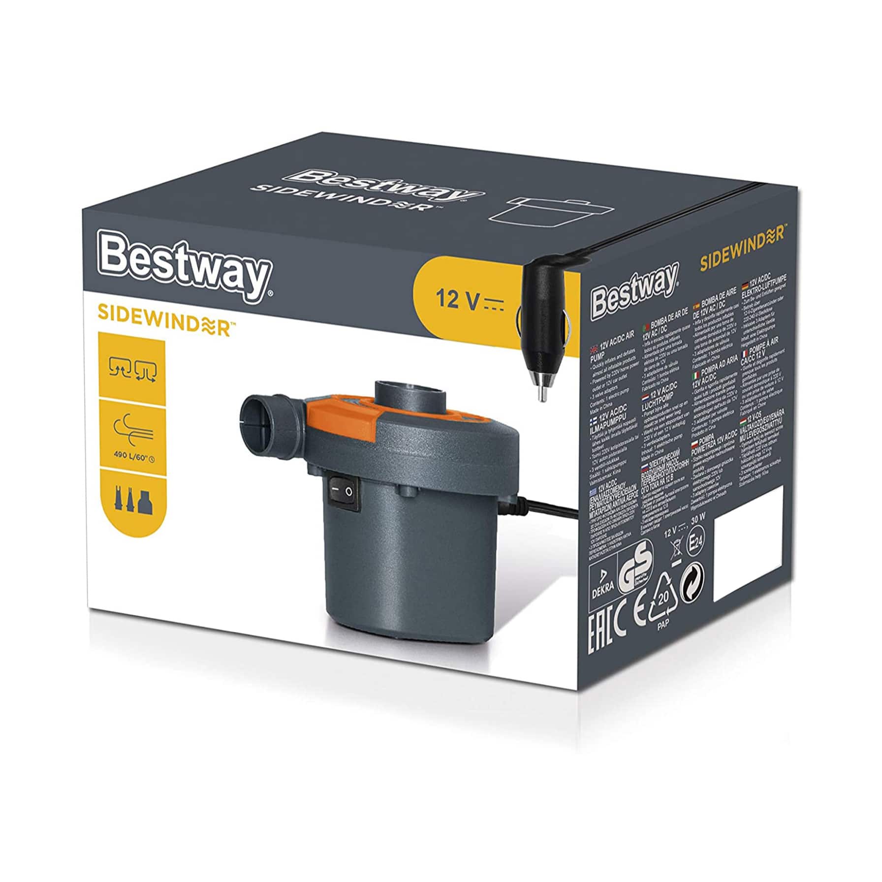 Bestway Sidewinder AC/DC Air Pump (12 V, Black)