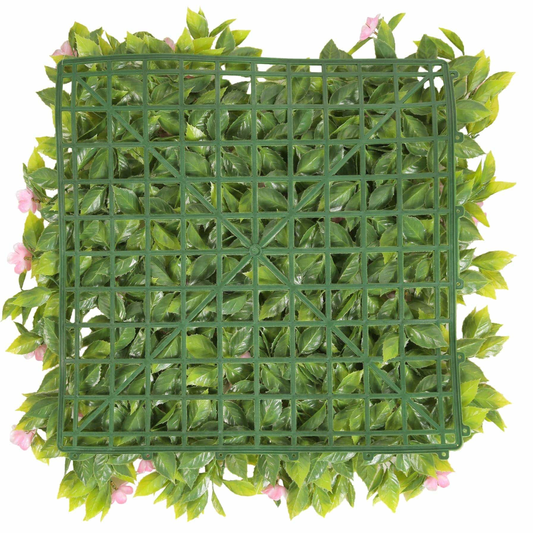 Decorative Green Leaves Square W/Pink Flowers (50 x 50 cm)