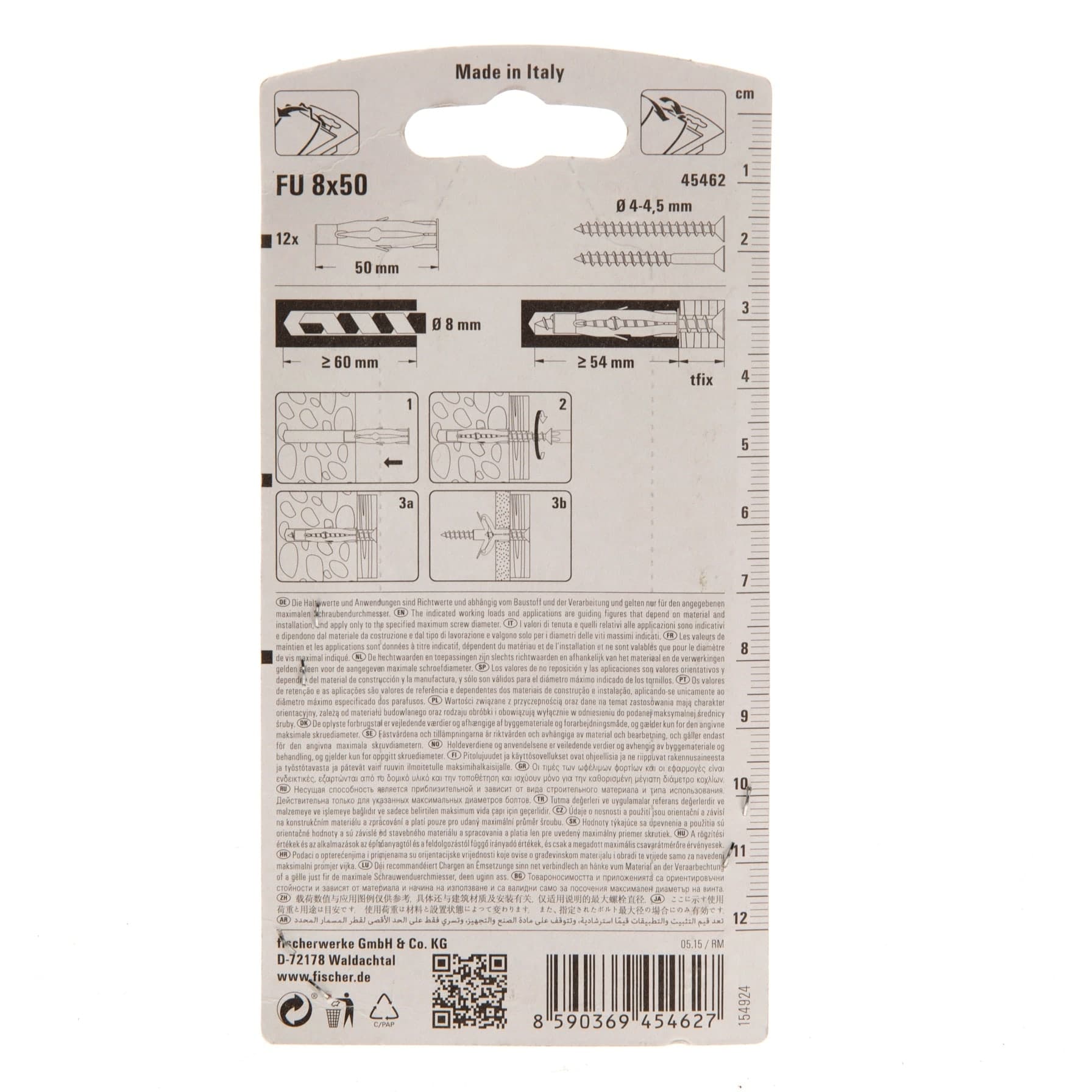 Fischer Universal Plug FU 8 x 50 Pack (12 Pc.)