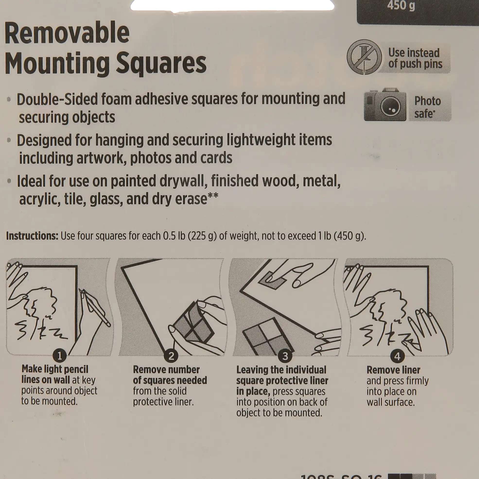3M Scotch Removable Mounting Squares (2.5 x 2.5 cm, 16 pcs)