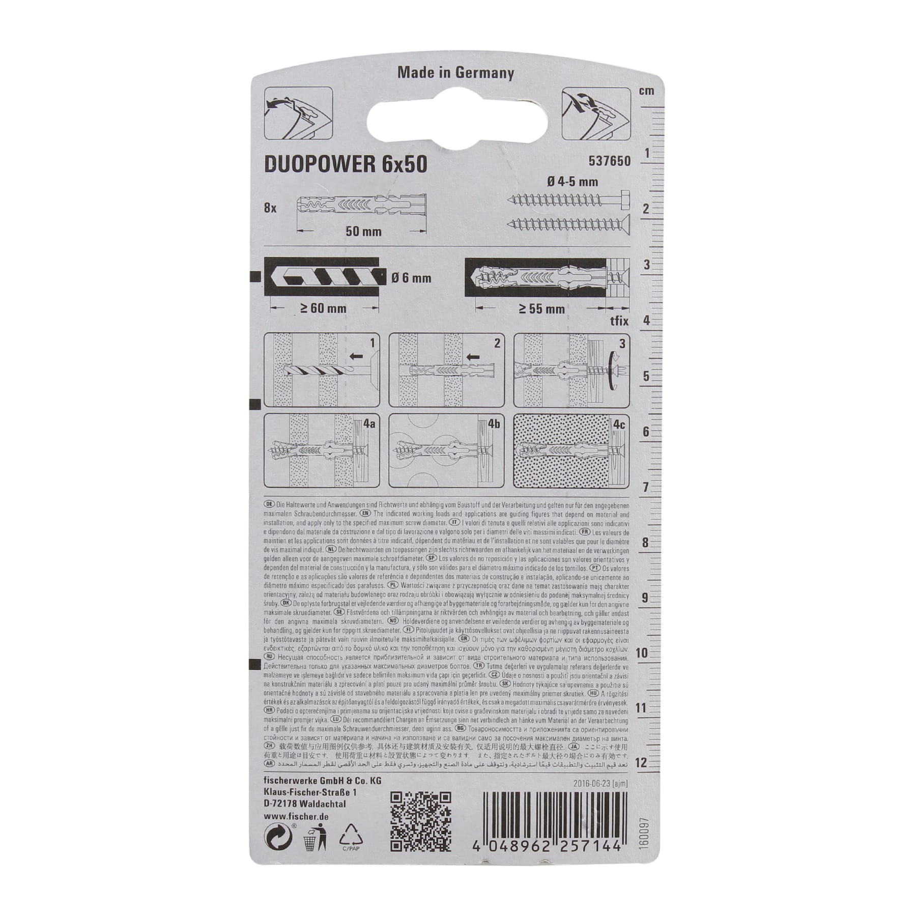 Fischer DuoPower Universal Wall Anchor Pack (0.6 x 5 cm, 8 Pc.)
