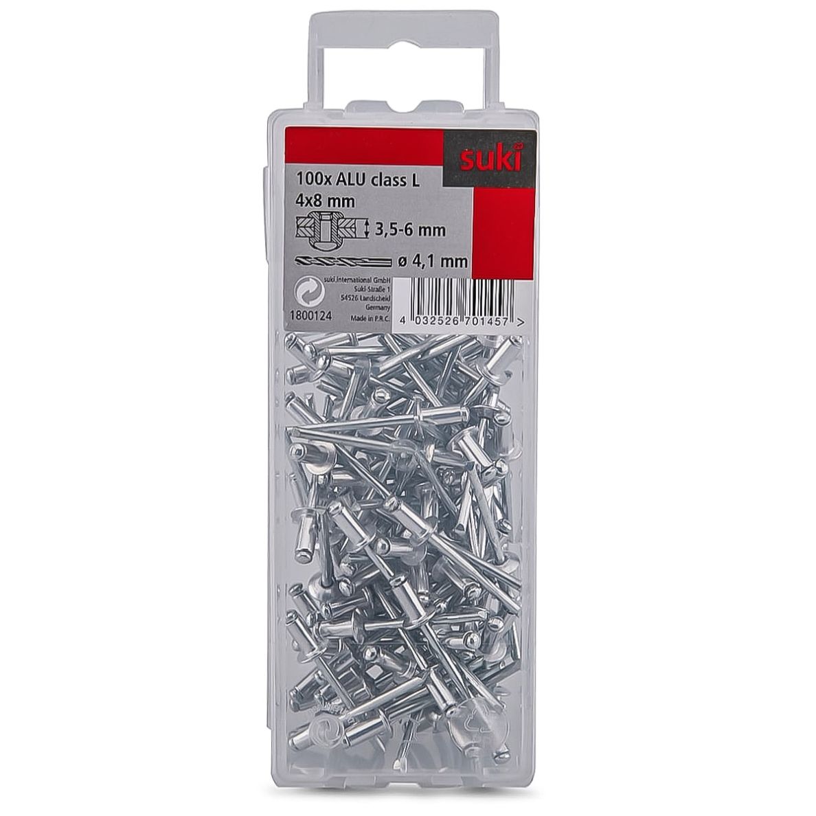 Suki Aluminium Rivets (4 x 8 mm, Pack of 100)