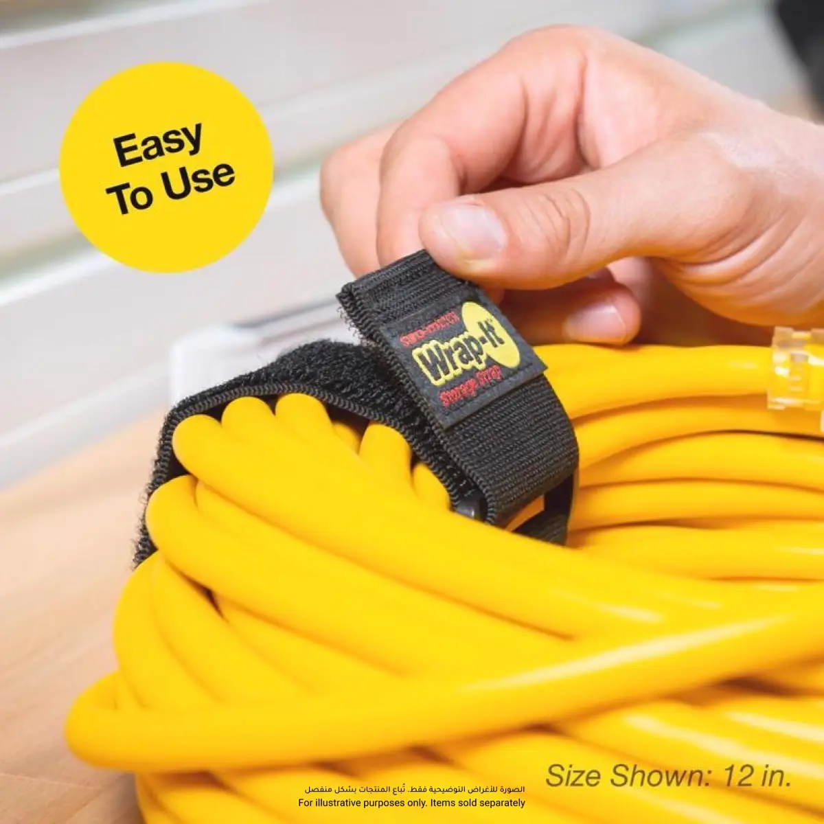 Wrap-It Super Stretch Storage Straps Pack (Black, 15 cm, 6 Pc.)