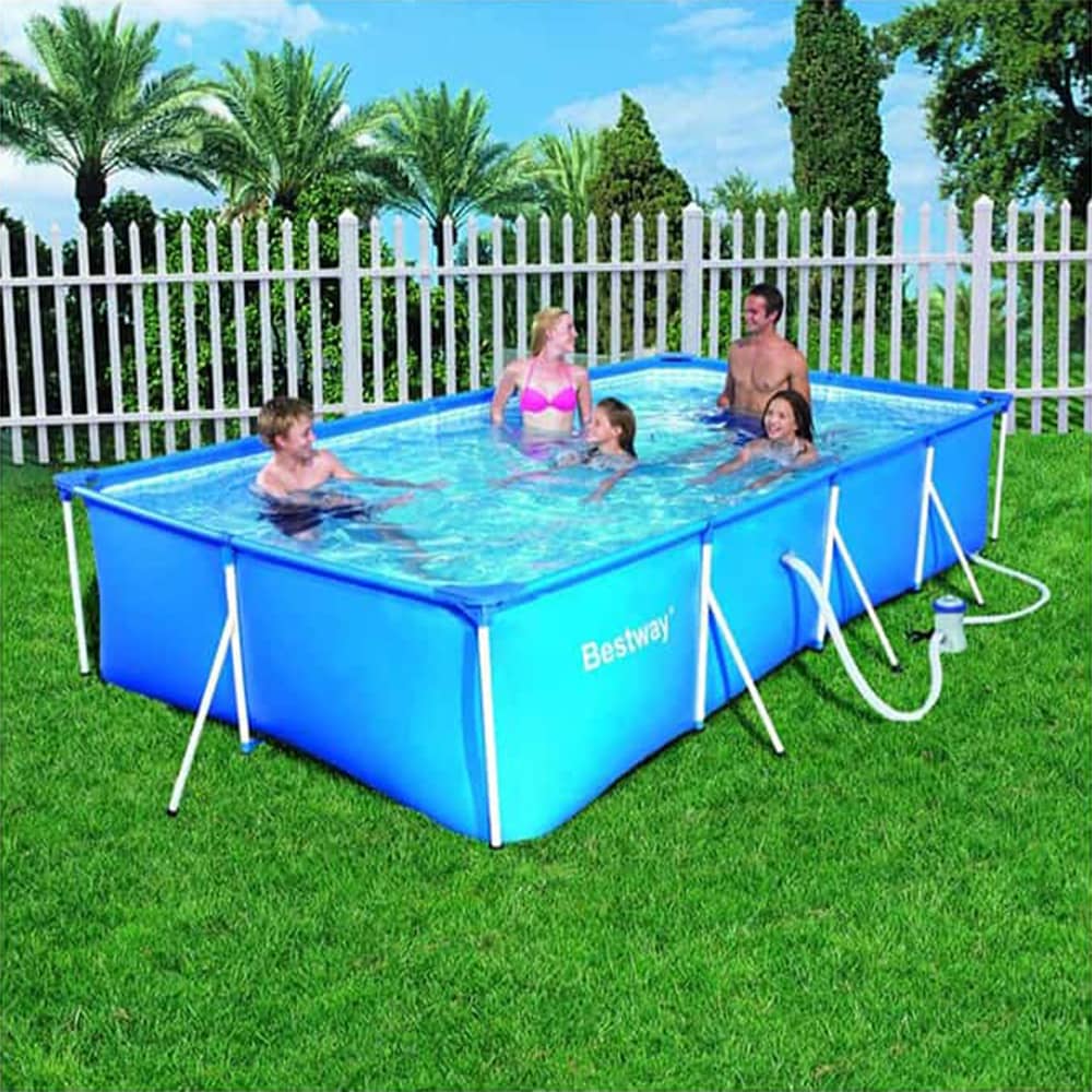 Bestway Rectangular Steel Pro Frame Pool (400 x 211 x 81 cm, Blue)