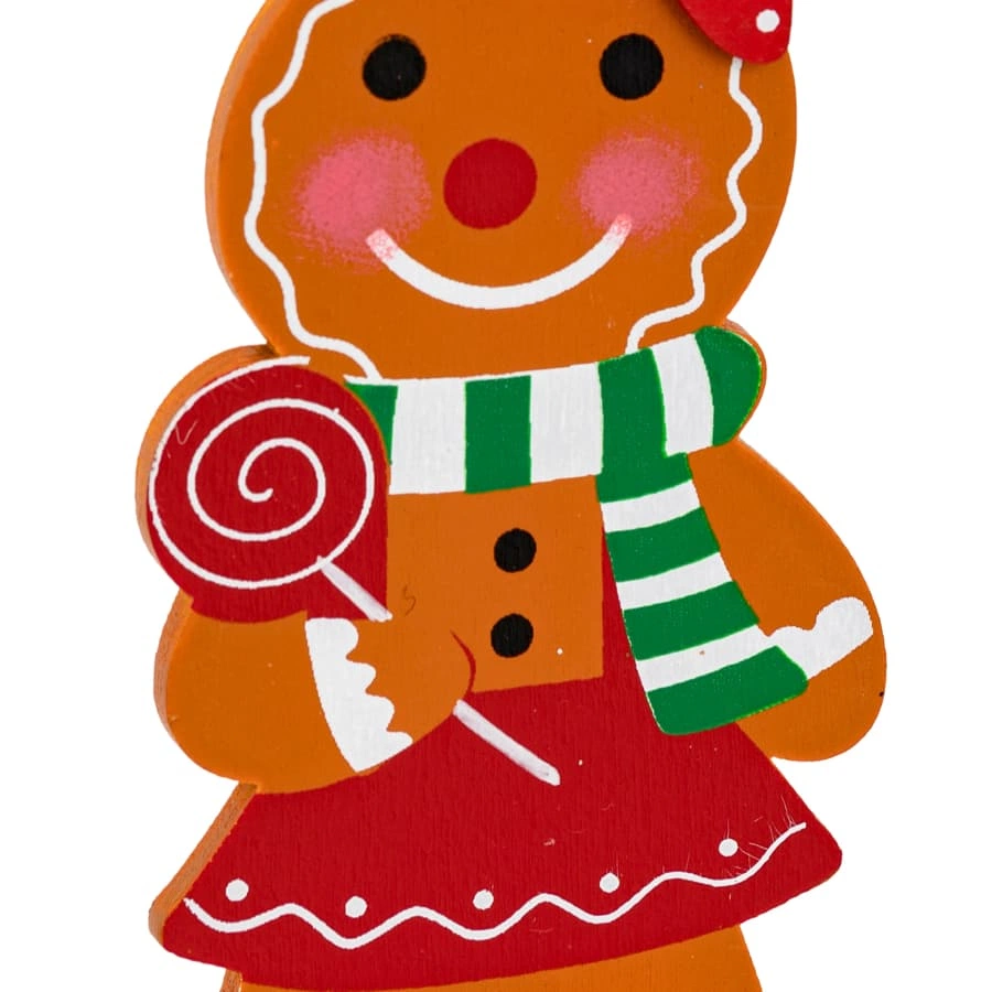 Christmas Ornament Wood Ginger Girl (Red)