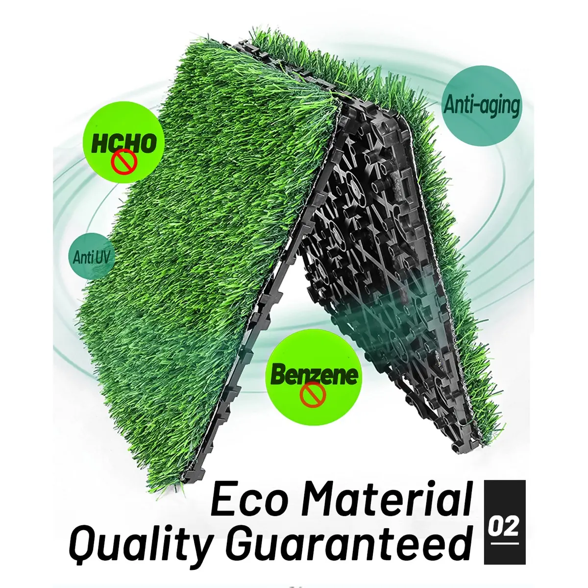 Artifical Grass Floor Decking Tiles (Green,30 x 30 x 2 cm, 11 Pc.)