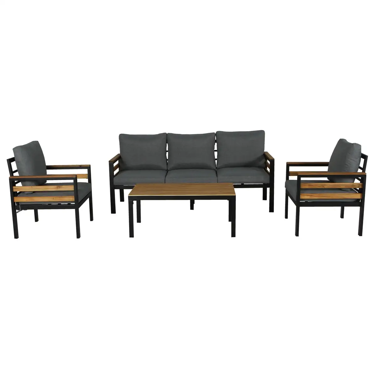 Adora 5-Seater Steel Outdoor Sofa Set W/Wood Top (65 x 55 x 81 cm, 4 Pc.)