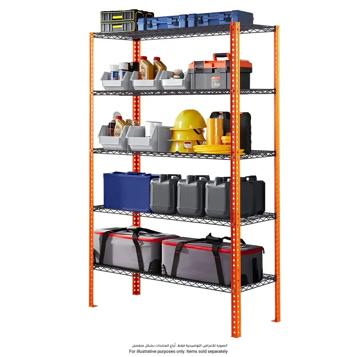 Ace 5-Tier Metal Shelf (Black & Orange, 150 x 60 x 180 cm)