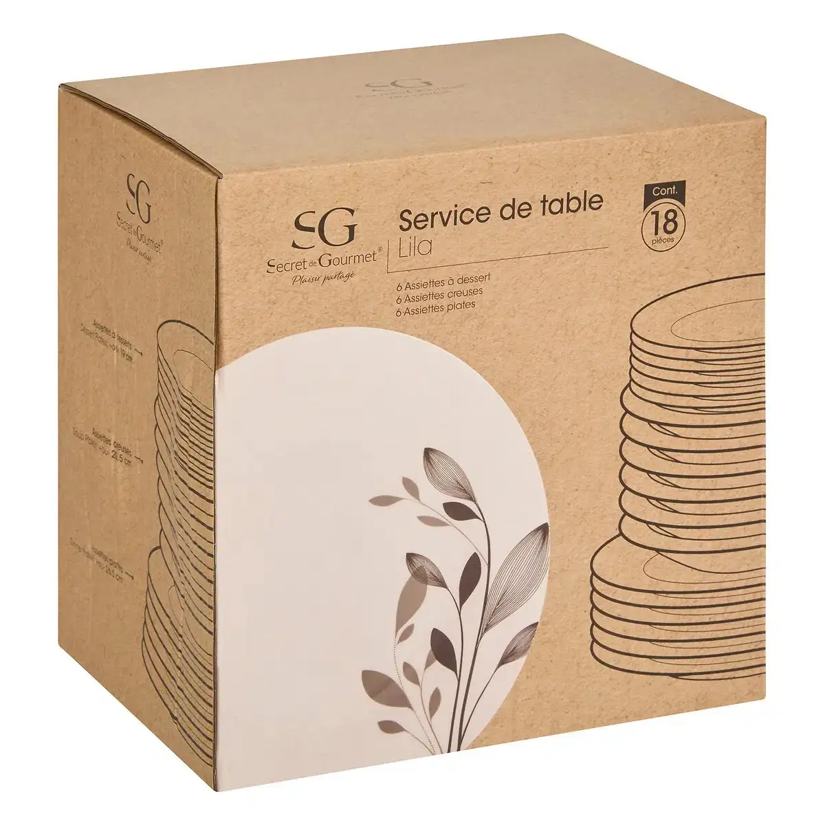 SG Lila Porcelain Dinner Set (Black & White, 18 Pc.)